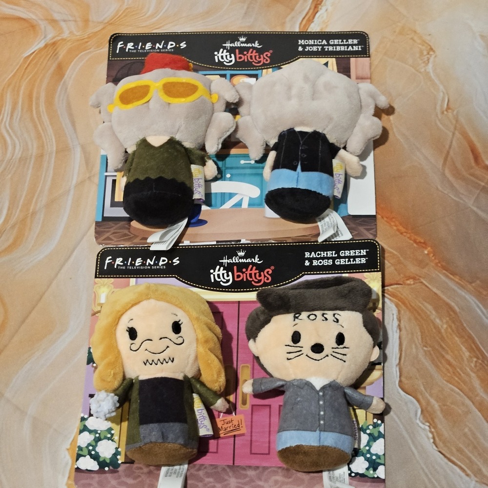 Hallmark Itty Bittys Friends Plush Lot Rachel Ross Monica Joey Central Perk